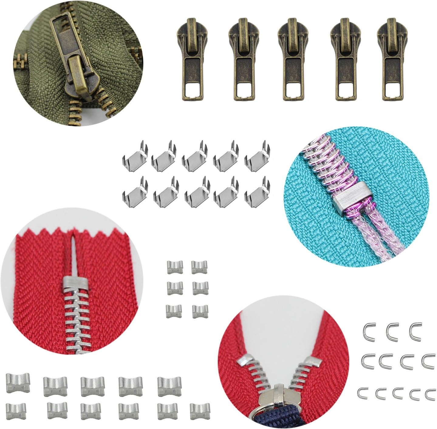 143 PCS Zipper Repair Kit Zipper Replacement with Install Plier for Bags, Jackets, Tents, Backpacks, Sleeping Bag