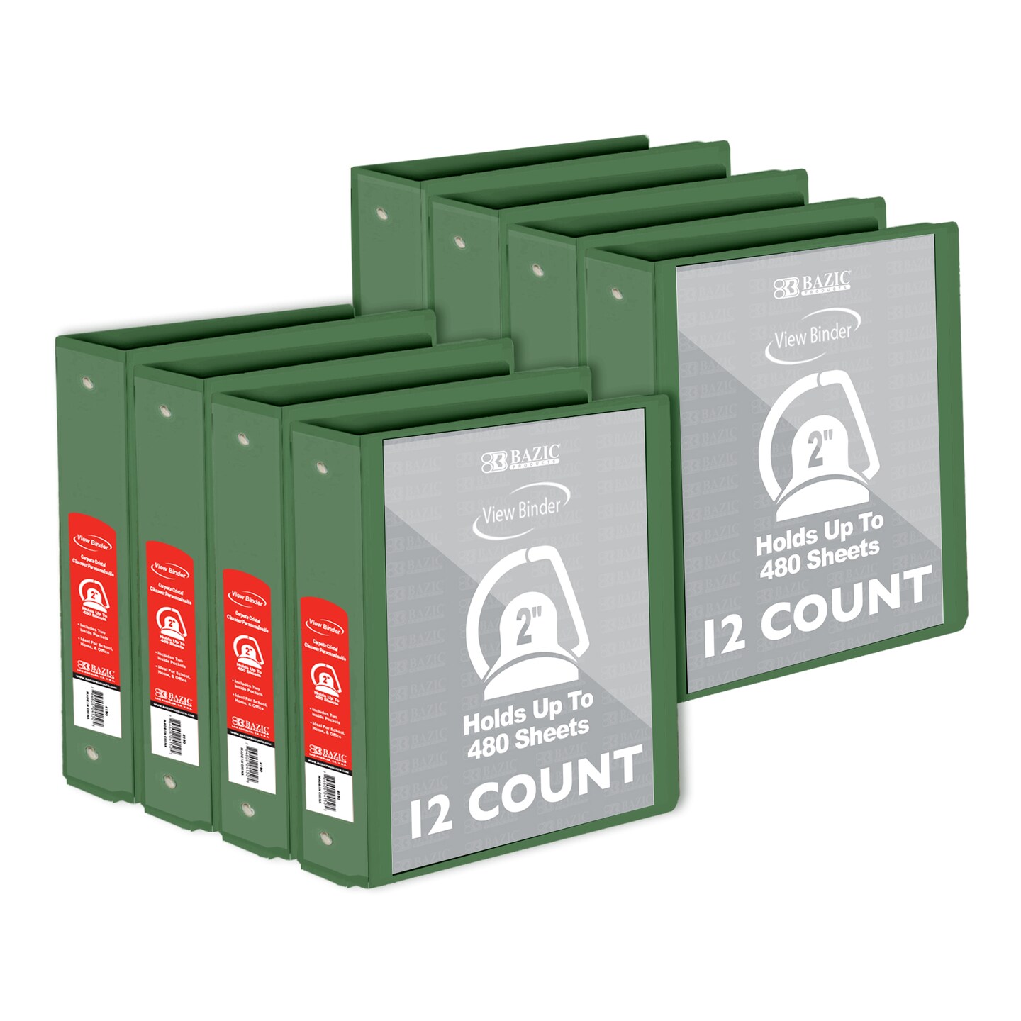BAZIC Binder View 2&#x22; Green Slant-D Ring w/ 2 Pockets