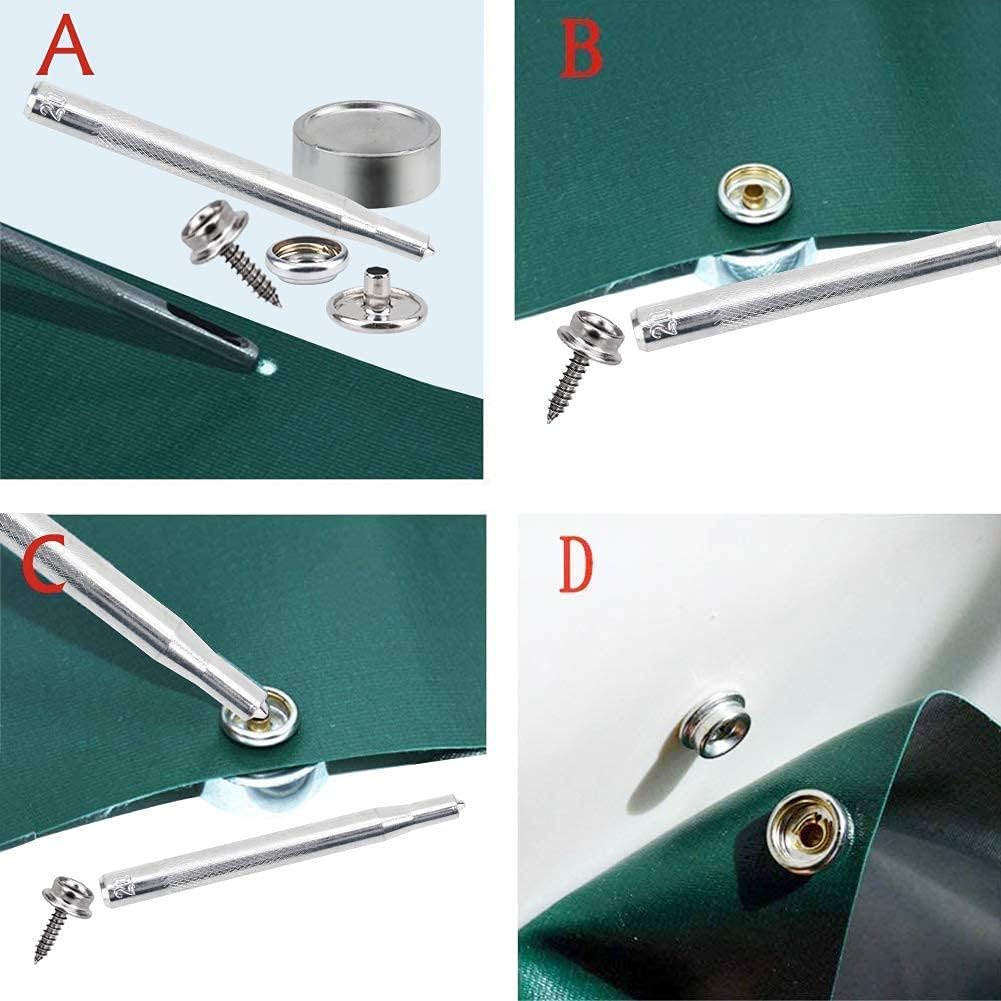 150 PCS Canvas Snap Kit Tool, Metal Screws Snaps Marine Grade 3/8&#x22; Socket Stainless Steel Boat Canvas Snaps with 2 PCS Setting Tool for Boat Cover Furniture (150 PCS)