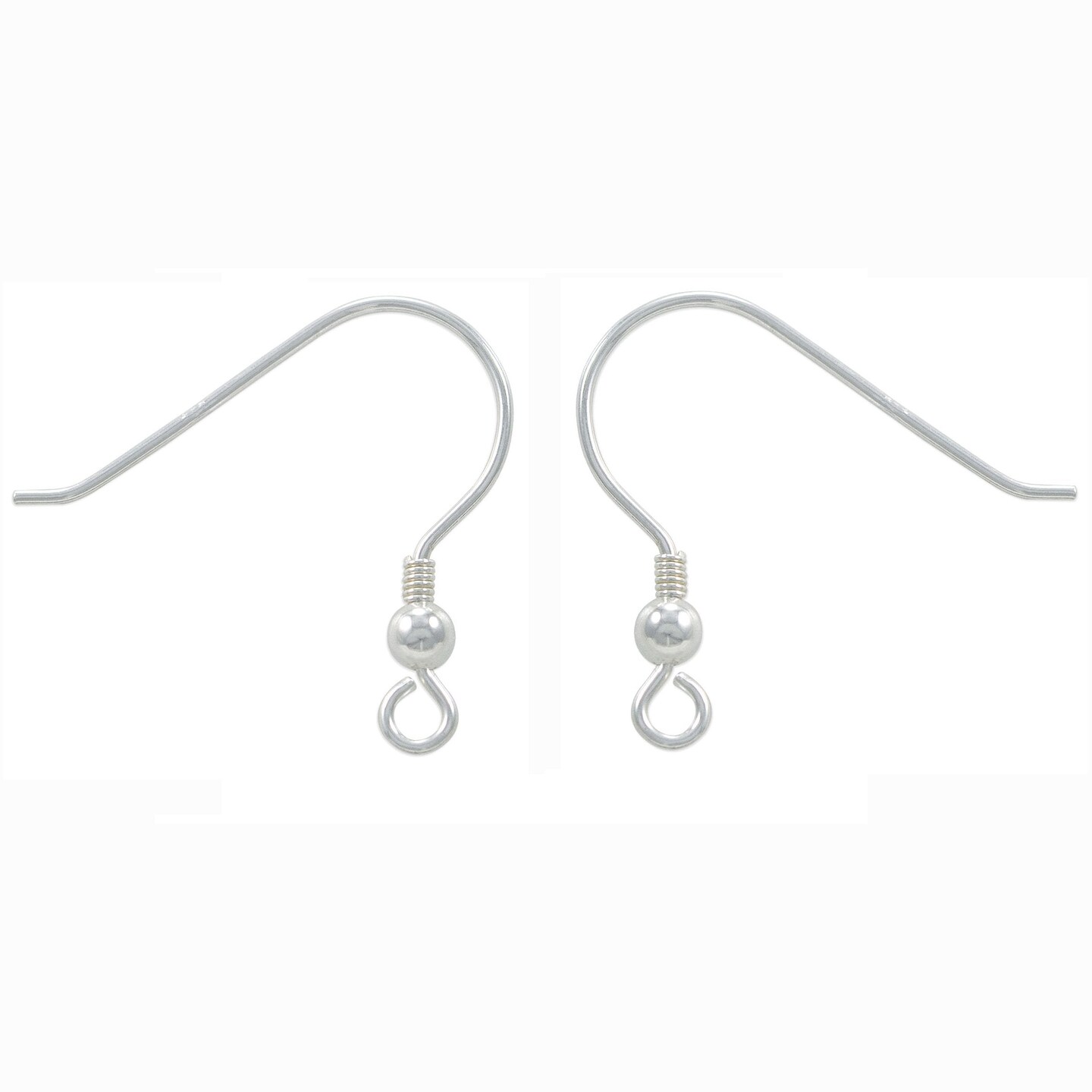 JewelrySupply Sterling Silver Earring Wires with 3mm Bead &#x26; Spring 22mm (1 Pair of Sterling Silver Earrings)
