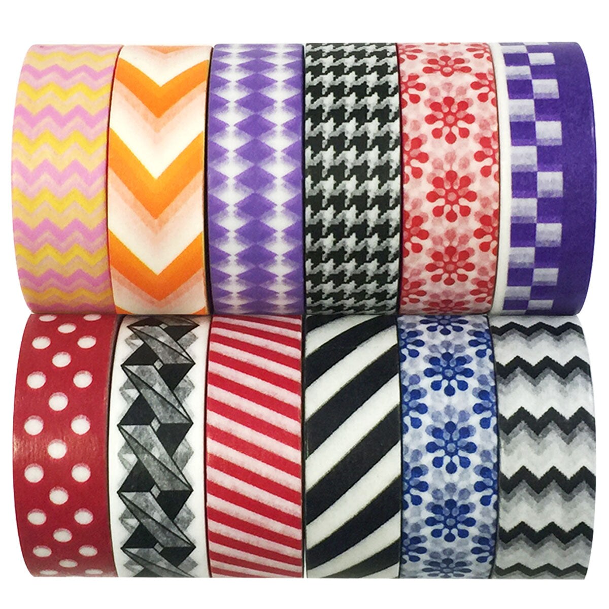 Wrapables Washi Tapes Decorative Masking Tapes, Set of 12, ADSET24