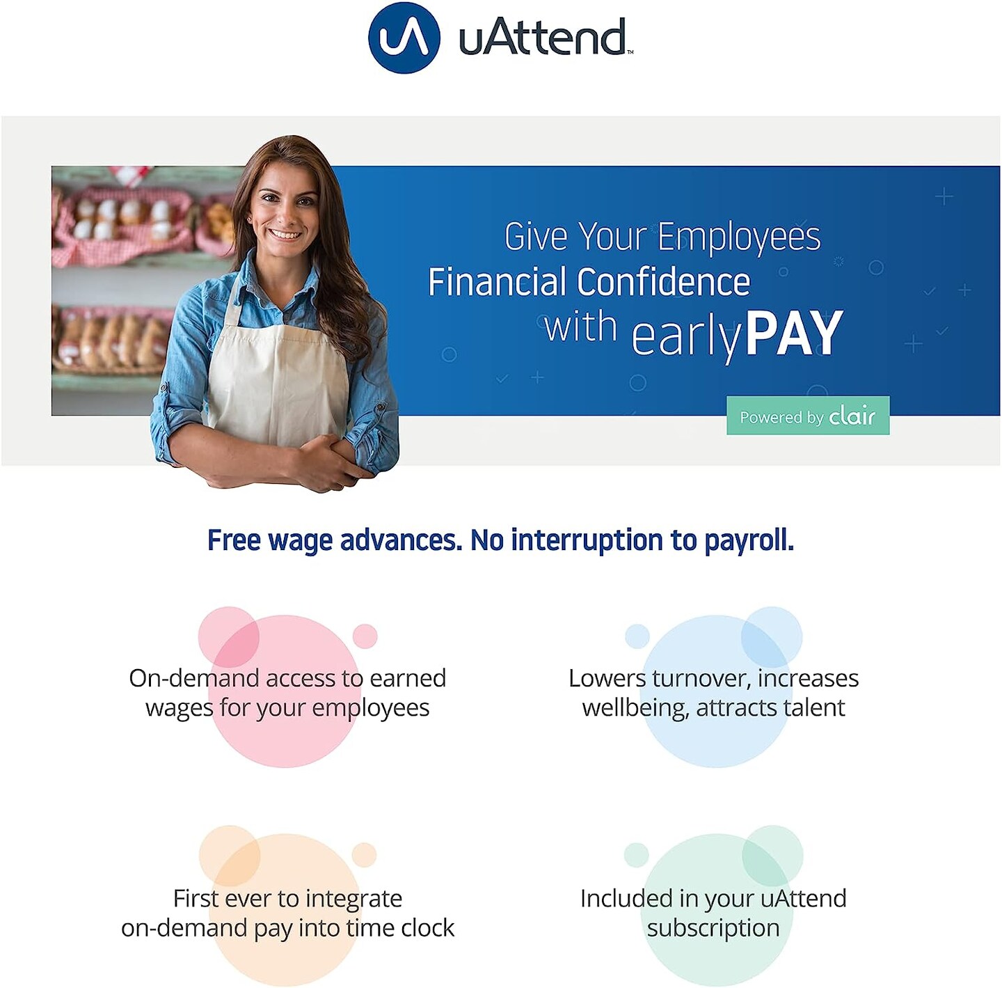 uAttend® Cloud Connected Touchscreen Time Clock with Finger Scan