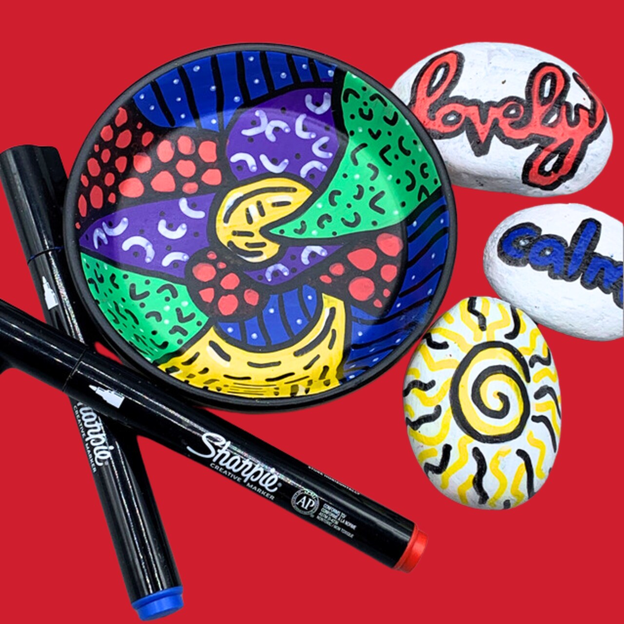 Trinket Trays and Painted Rocks with NEW Sharpie Creative Markers with ...