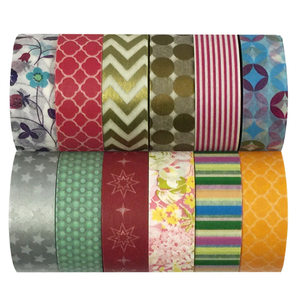 Wrapables Washi Tapes Decorative Masking Tapes, Set of 12, ADSET17