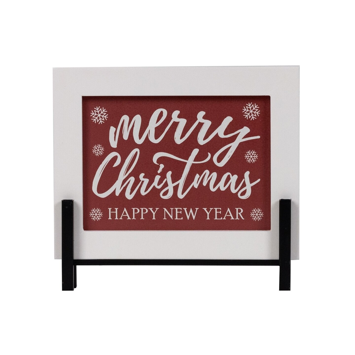 Melrose &#x22;Merry Christmas Happy New Year&#x22; Tabletop Sign with Stand - 8.5&#x22;