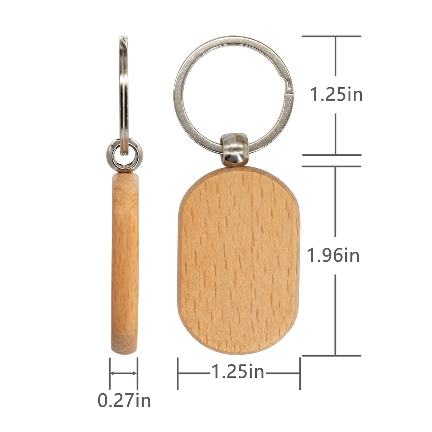 Blank Wooden Key Tag Key Chain Rectangle Wood Engraving Blanks 20 Pack