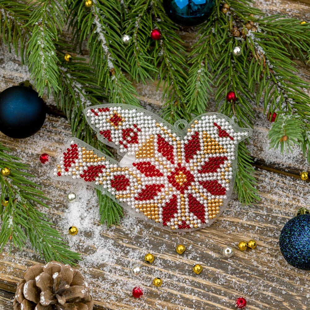 Christmas Light: Full Embroidery Kit, Festive Beaded Sewing Kit