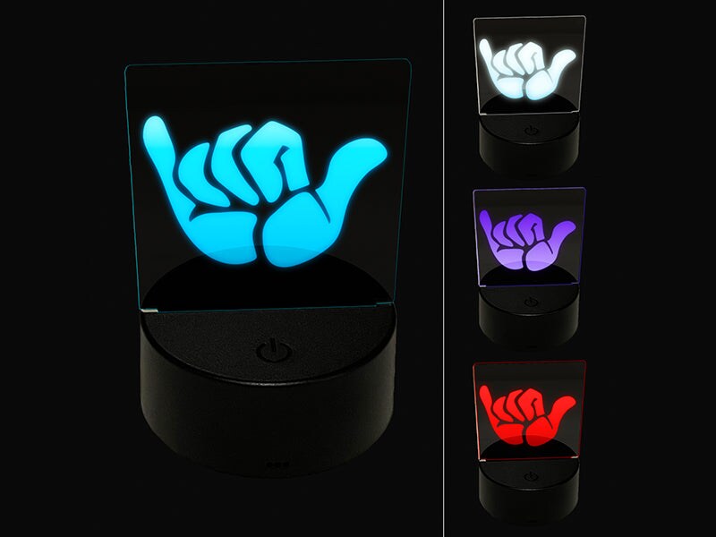 Shaka Hang Loose Surfer Sign 3D Illusion LED Night Light Sign ...