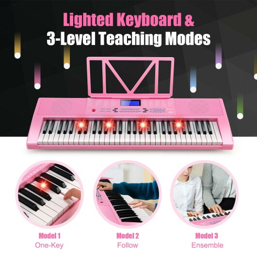 61-Key Portable Multi-functional Electronic Piano Keyboard with 2 Power Supply Modes