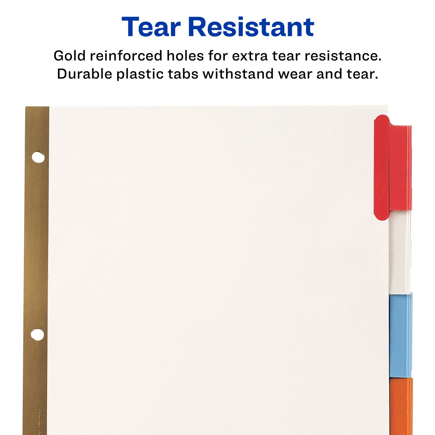 Avery 5 Tab White Binder Dividers, Insertable Multicolor Big Tabs, 1 Set Pack, 8 Packs, 8 Sets Total (11121)