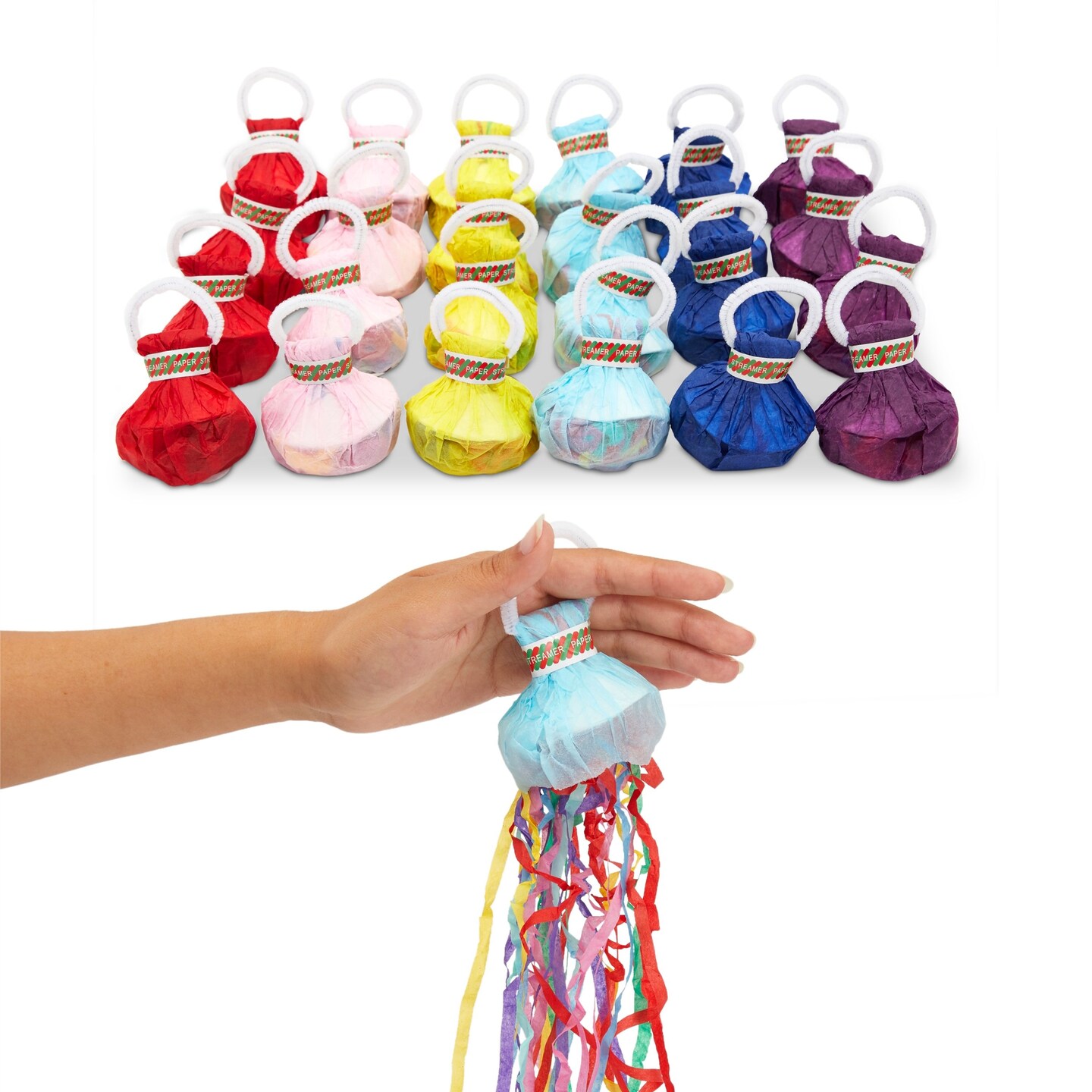 24-Pack Throw Streamers, No-Mess Confetti Paper Shakers Poppers