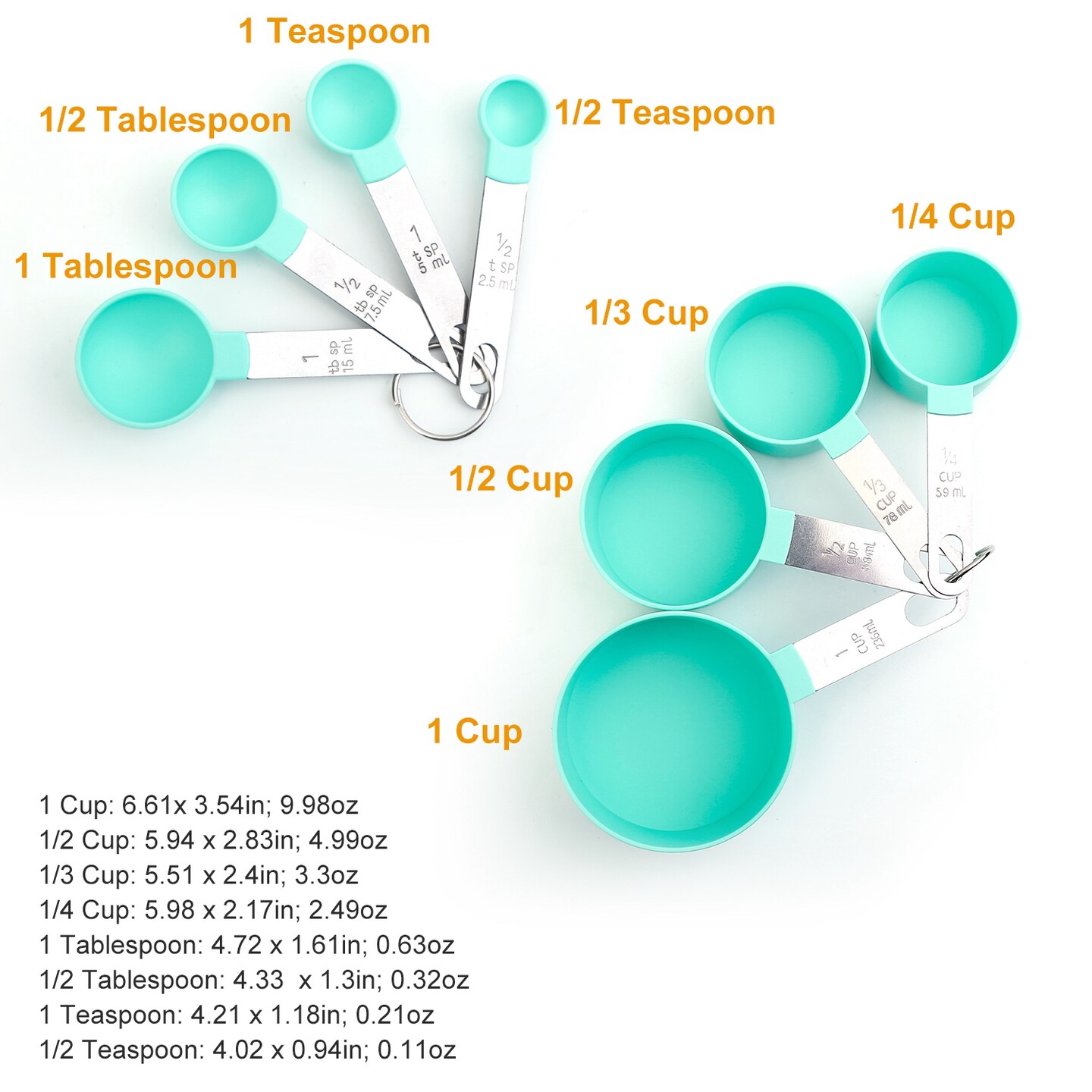 Eggracks By Global Phoenix 8Pcs Plastic Measuring Spoons Cups Scale Teaspoon Tablespoon Set