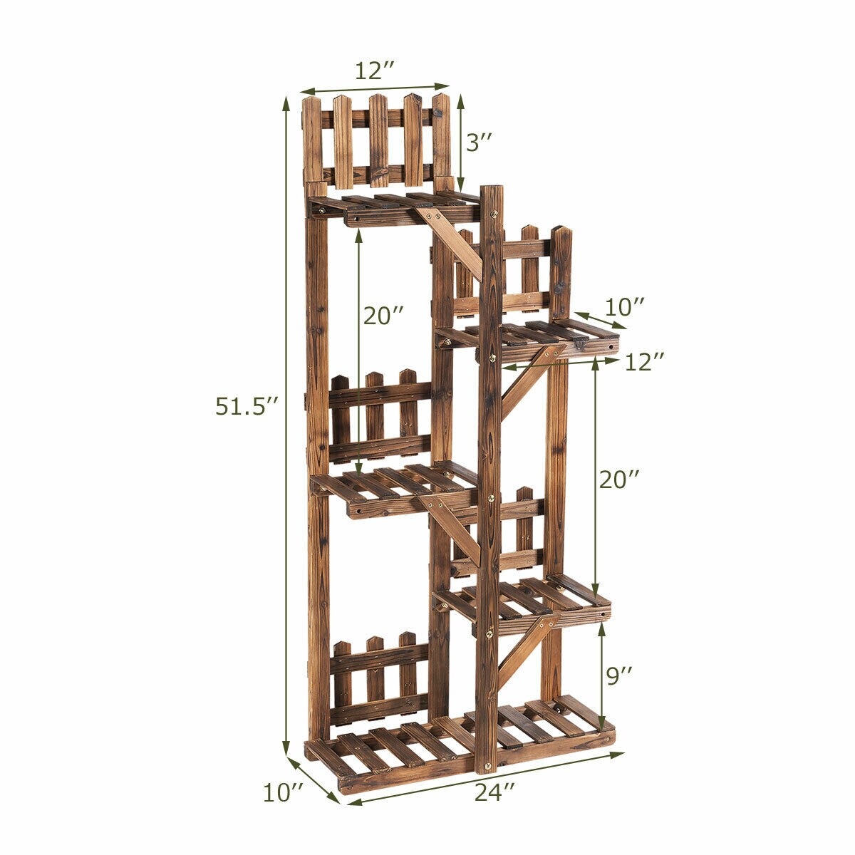 5-Tier Flower Rack Wood Plant Stand with 6 Pots Display Shelf