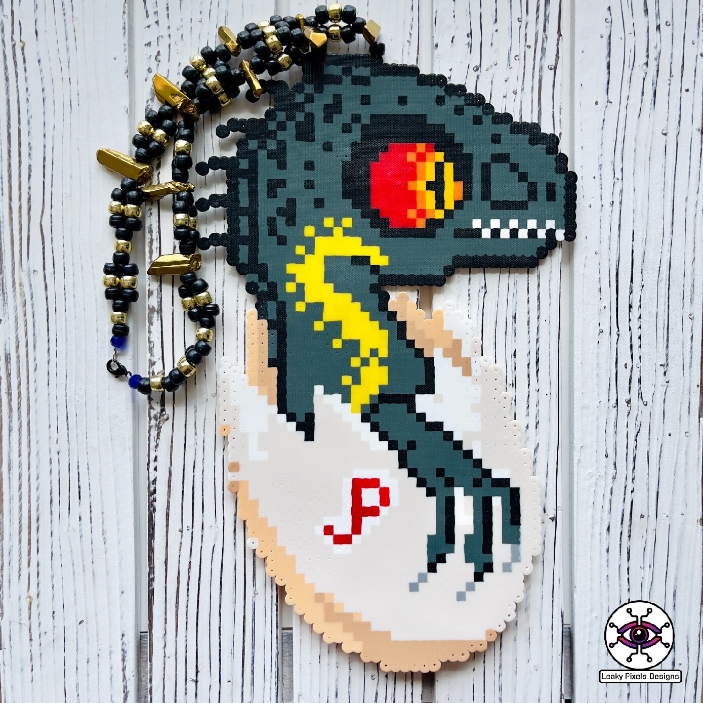 Jurassic Park Indorapter Perler Necklace MakerPlace by Michaels
