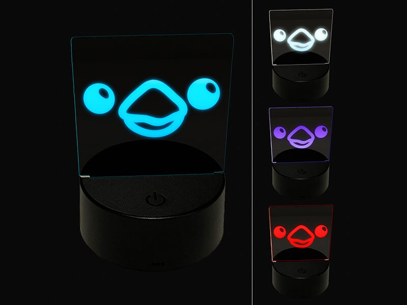 Cute Bird Face 3D Illusion LED Night Light Sign Nightstand Desk Lamp