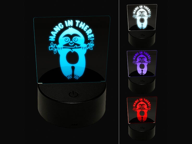 Hang in There Sweet Sloth 3D Illusion LED Night Light Sign Nightstand Desk Lamp