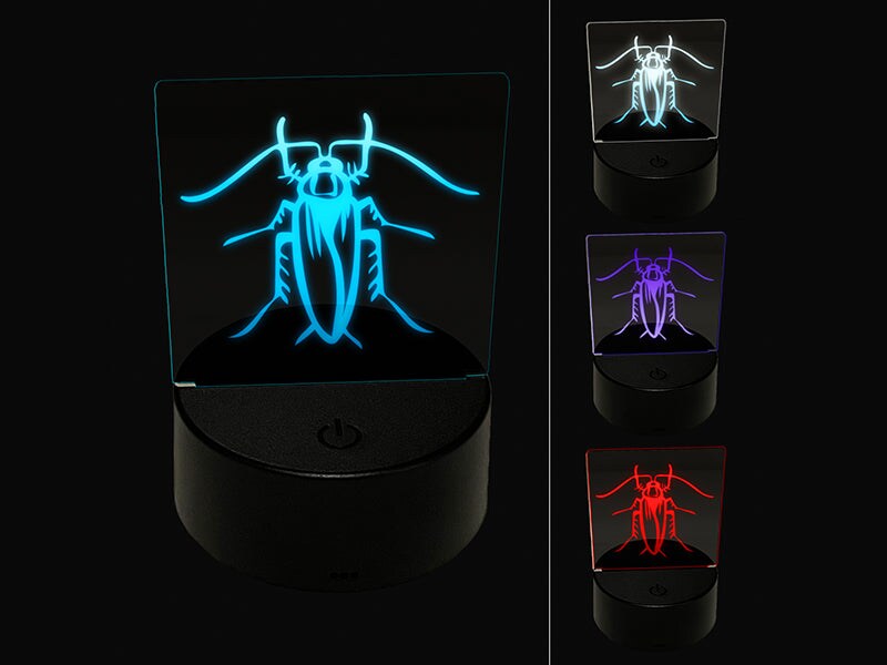 Cockroach Bug Insect Vermin 3D Illusion LED Night Light Sign Nightstand Desk Lamp