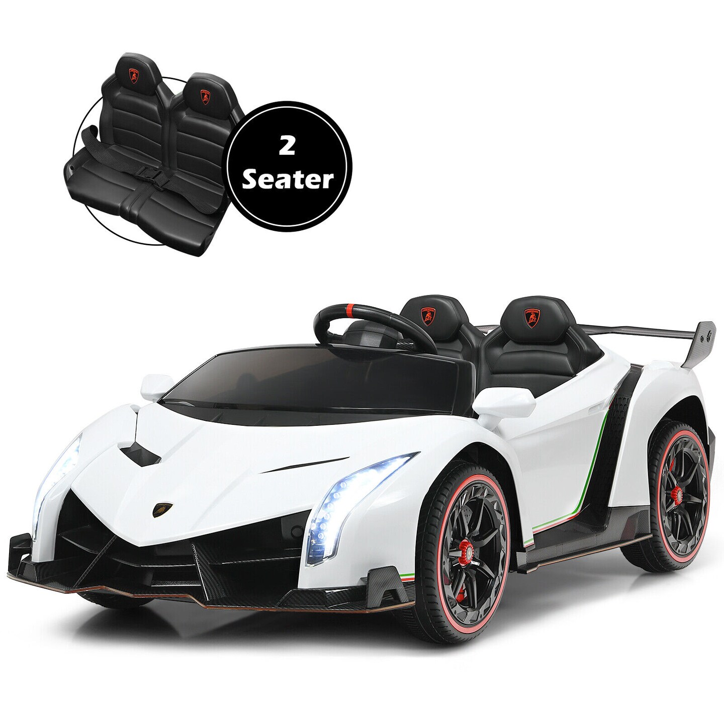 12V 2-Seater Licensed Lamborghini Kids Ride On Car with RC and Swing Function