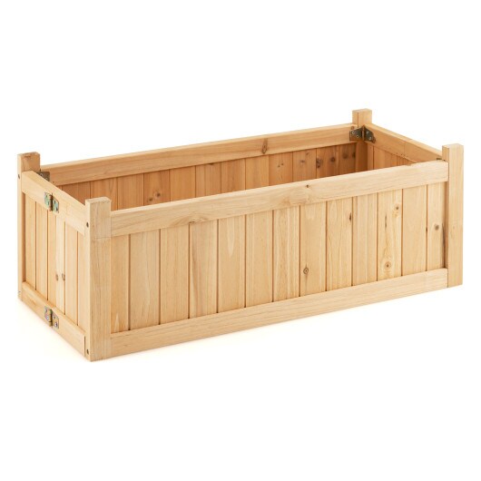 Natural Fir Wood Folding Planter Box Outdoor Raised Plant Container 27.5 Inch