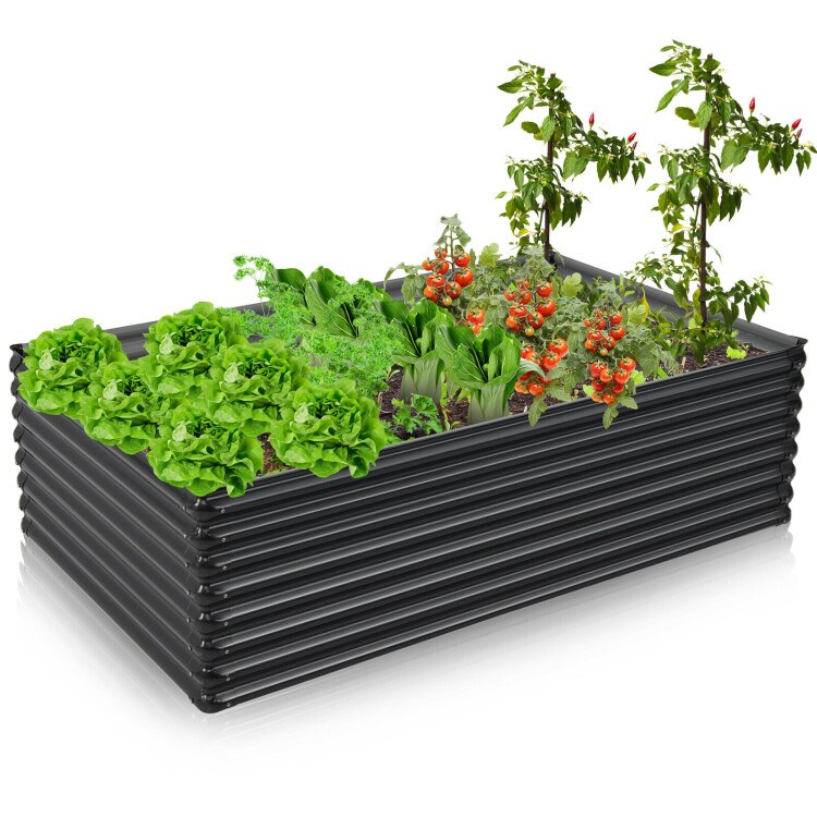 71 Inch Galvanized Metal Raised Garden Bed for Garden Backyard-Dark Gray