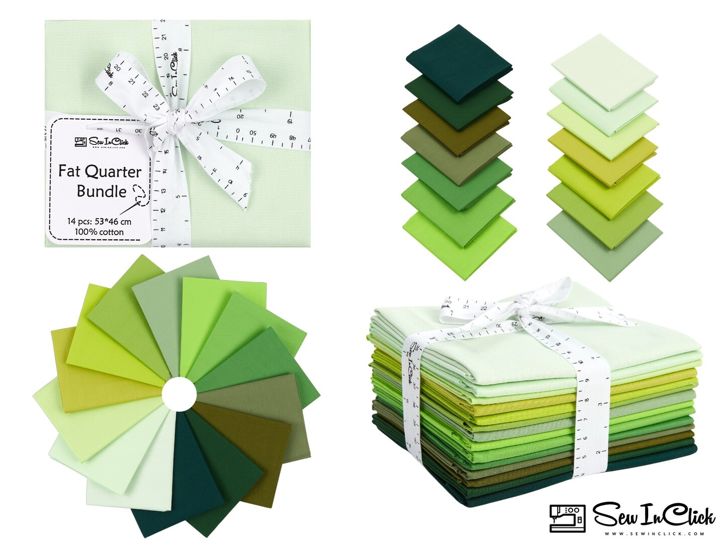 Fat Quarter Bundle -100% Cotton | Pure Solids | Shades of Emerald Greens l Mix Colors | Quilting &#x26; Crafting Soft Fabric |Special Gift Bundle