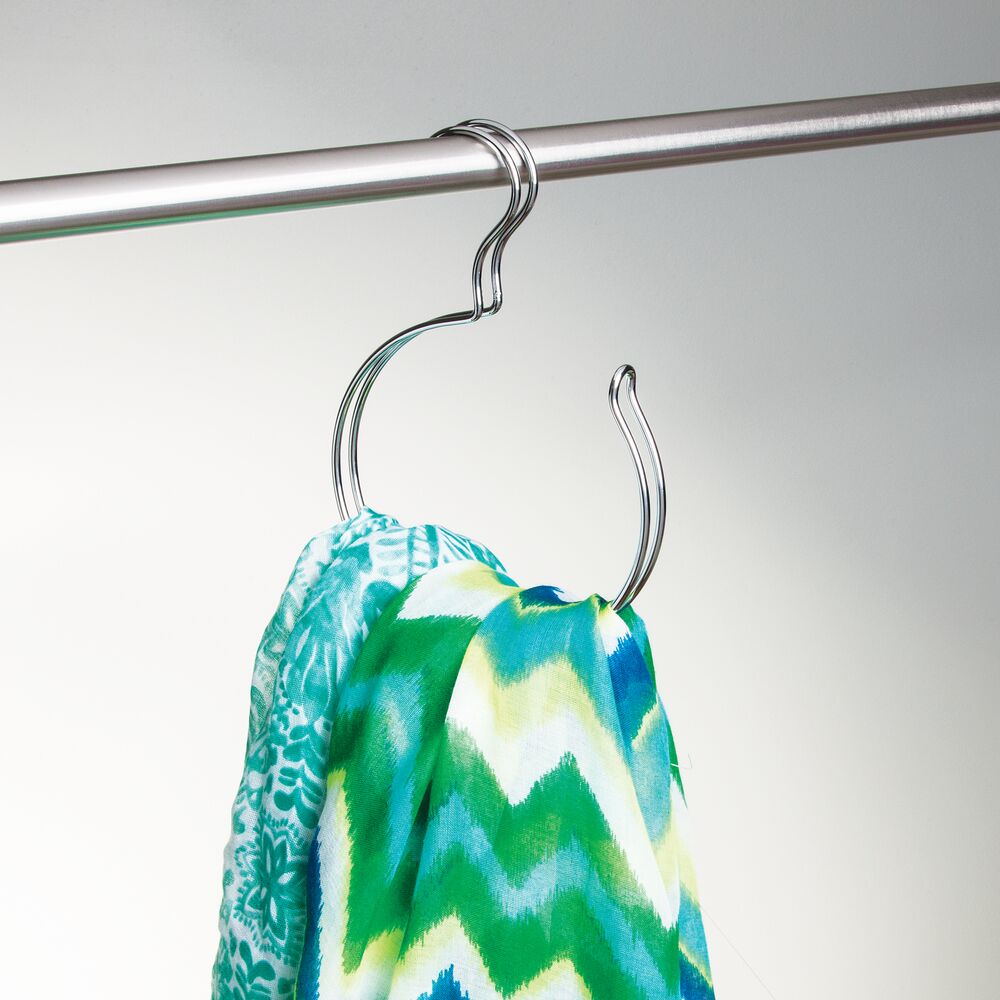 mDesign Hanging Accessory and Scarf Holder, Closet Organizer, 4 Pack - Chrome