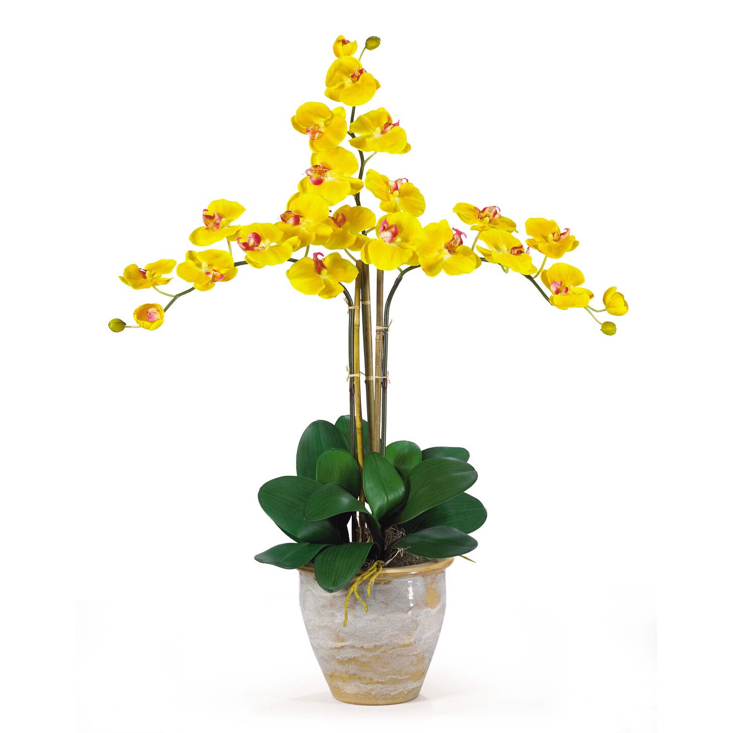 Nearly Natural Home Seasonal Decorative Triple Stem Phalaenopsis Silk Orchid Arrangement