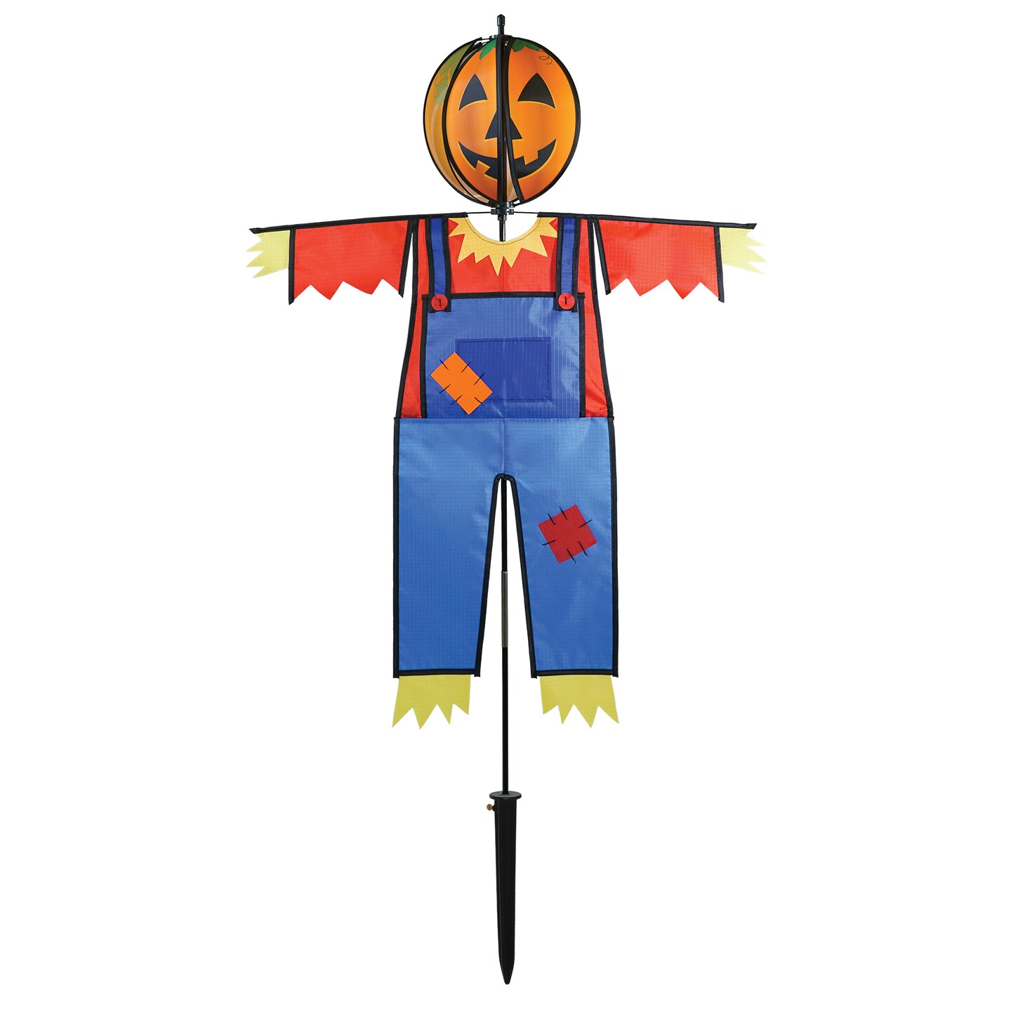 In the Breeze 2485 &#x2014; Pumpkin Scarecrow Ground Ball Spinner &#x2014; Autumn Halloween Yard D&#xE9;cor Wind Spinner