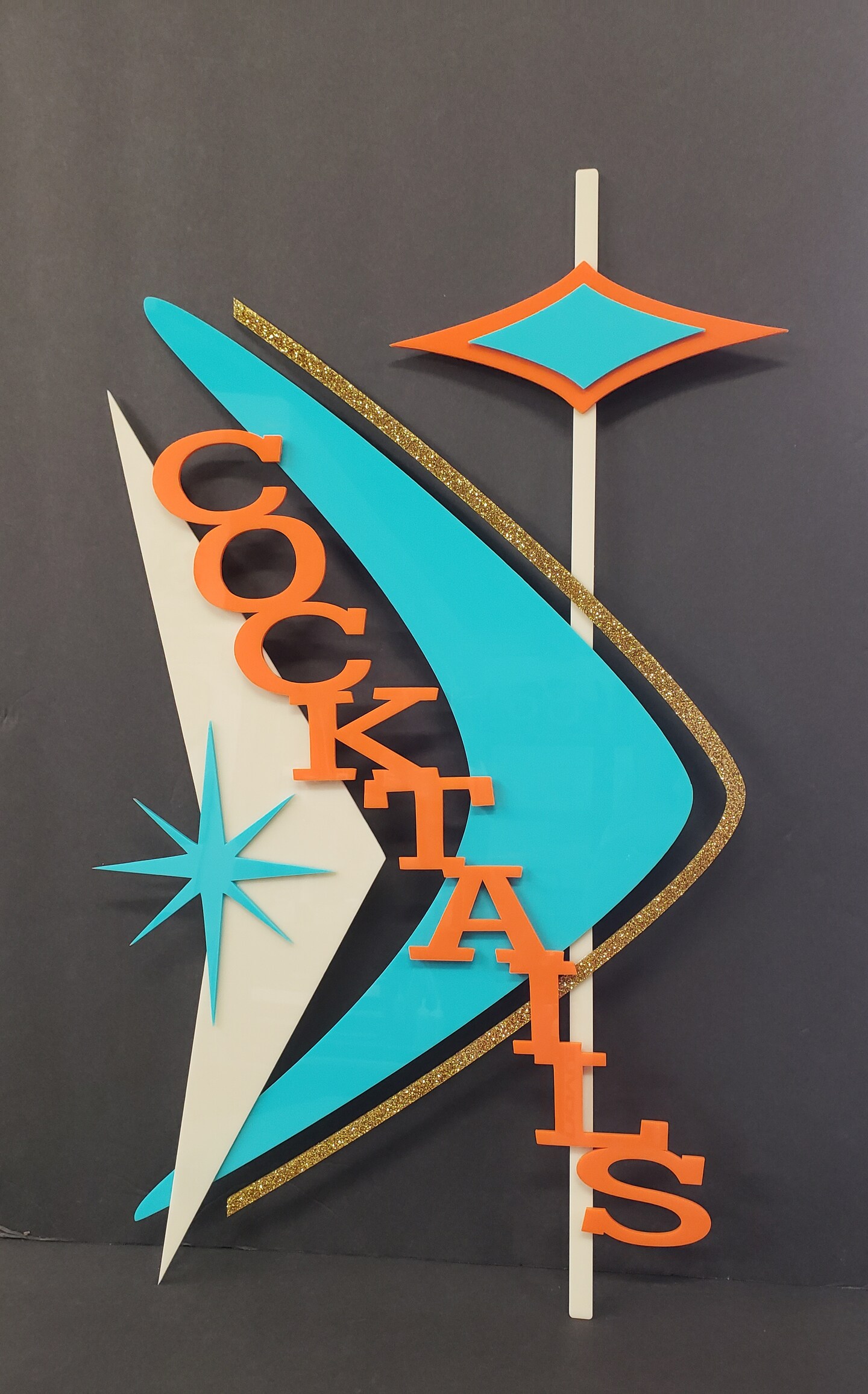 Cocktails Retro Mid Century Modern 3D Layered Acrylic Sign Bar Sign cocktails-retro-mid-century-modern-3d-layered-acrylic-sign-bar-sign
