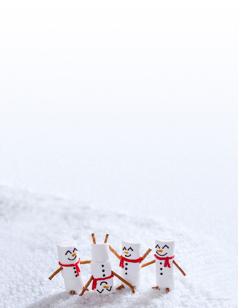 Great Papers! Marshmallow Snowmen Holiday Stationery Letterhead, 8.5" x 11", Inkjet and Laser Printer Compatible, 80 count