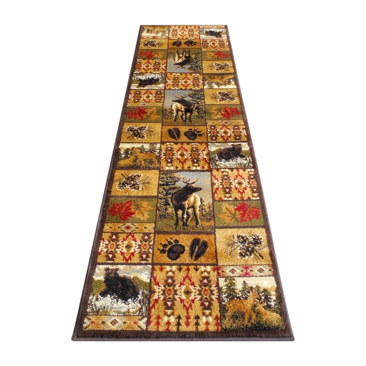 Masada Rugs Wildlife Bear and Elk Scene Area Rug