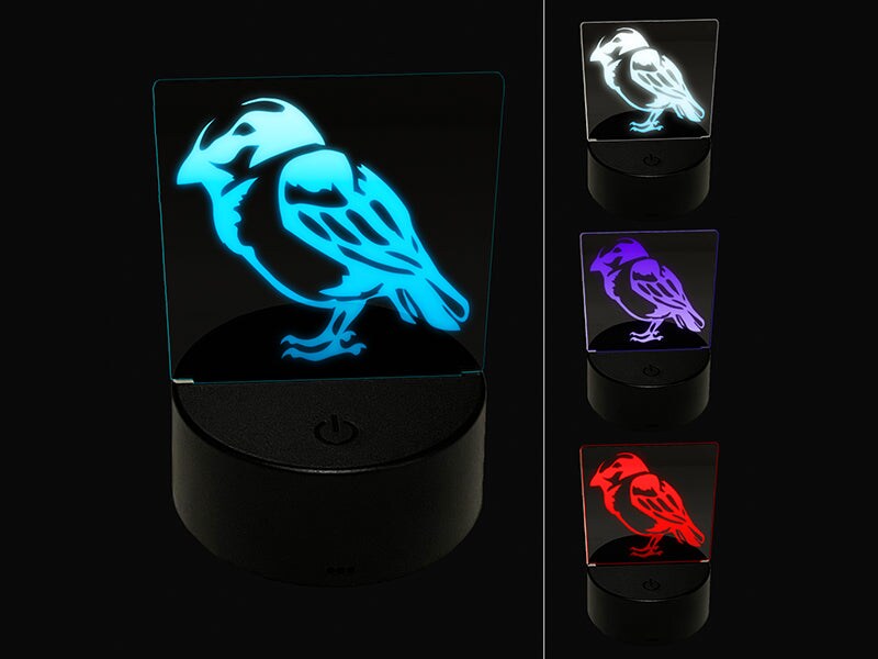 House Sparrow Little Bird Standing 3D Illusion LED Night Light Sign Nightstand Desk Lamp