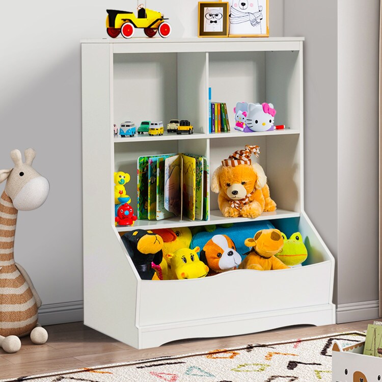 3-Tier Children&#x27;s Multi-Functional Bookcase Toy Storage Bin Floor Cabinet