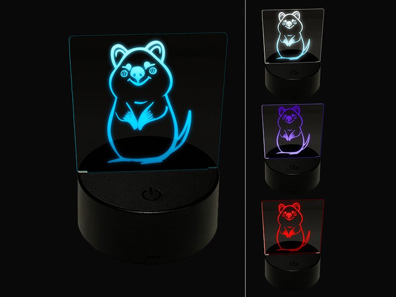 Cheerful Standing Quokka 3D Illusion LED Night Light Sign Nightstand Desk Lamp