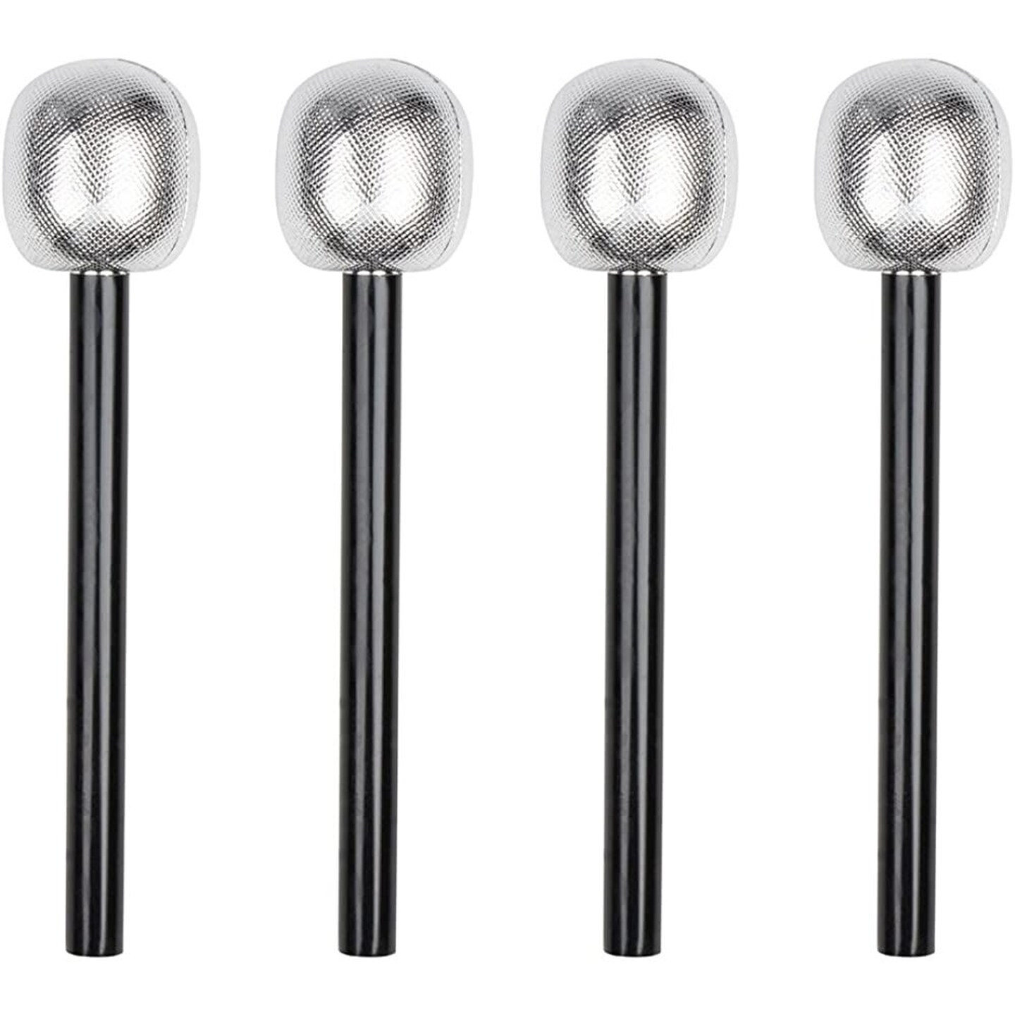 Microphone Prop - 4-Pack Pop Star Costume Accessories for Halloween, Dress-Up