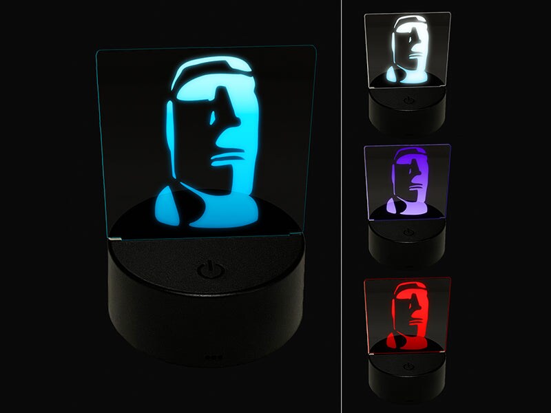 Easter Island Statue Stone Head Monument 3D Illusion LED Night Light Sign Nightstand Desk Lamp