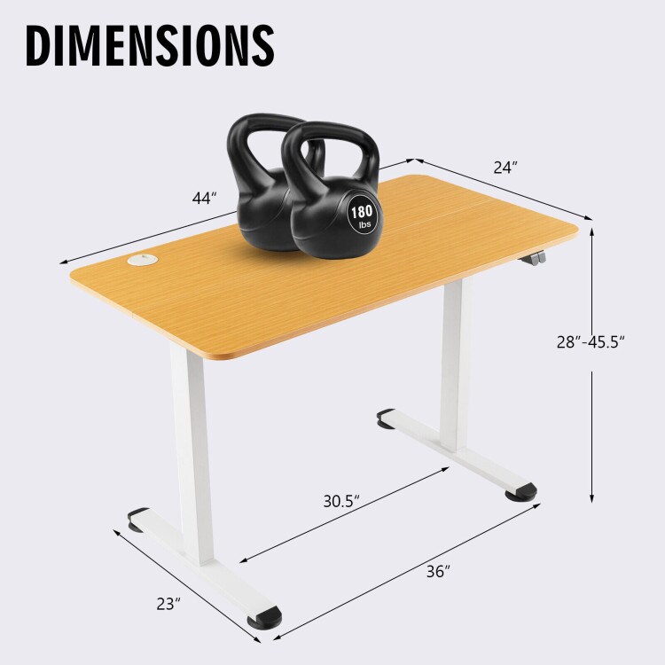 45.5 Inch Electric Height Adjustable Standing Desk with 2-Button Controller and Metal Frame