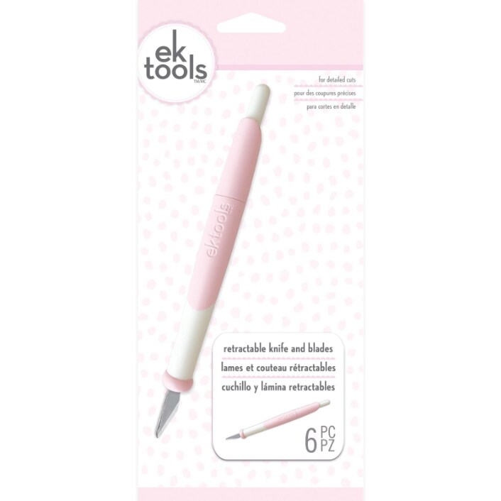 EKT Retractable Knife Pink with set of 6 blades 54000020 By American Crafts