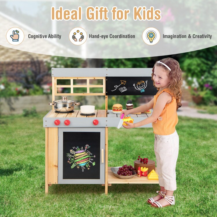 Outdoor Kid&#x27;s Mud Kitchen Set with Detachable Water Box for Toddlers Over 3