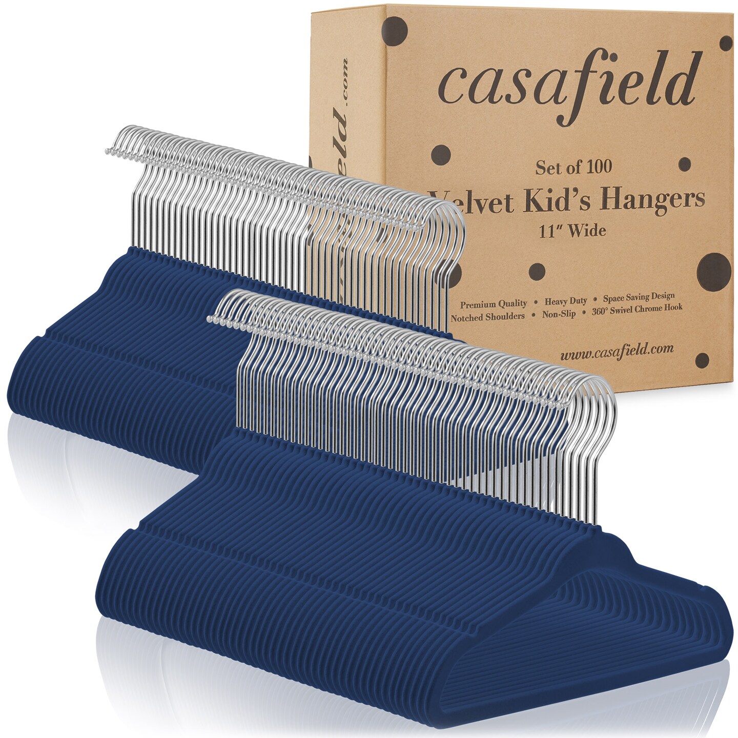 Casafield 100 Velvet Baby Hangers - 11" Size for Infant & Toddler Clothes