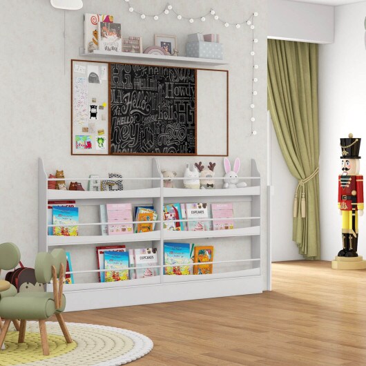 45 Inch Space Saving Kids Bookshelf with 3 Tier Storage shelf Perfect for Living Room or Classroom