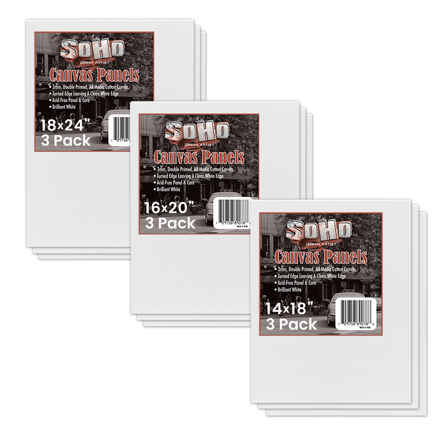 SoHo Urban Artsti Cotton Canvas Panel Multi-Size Bundles - Assorted Sizes