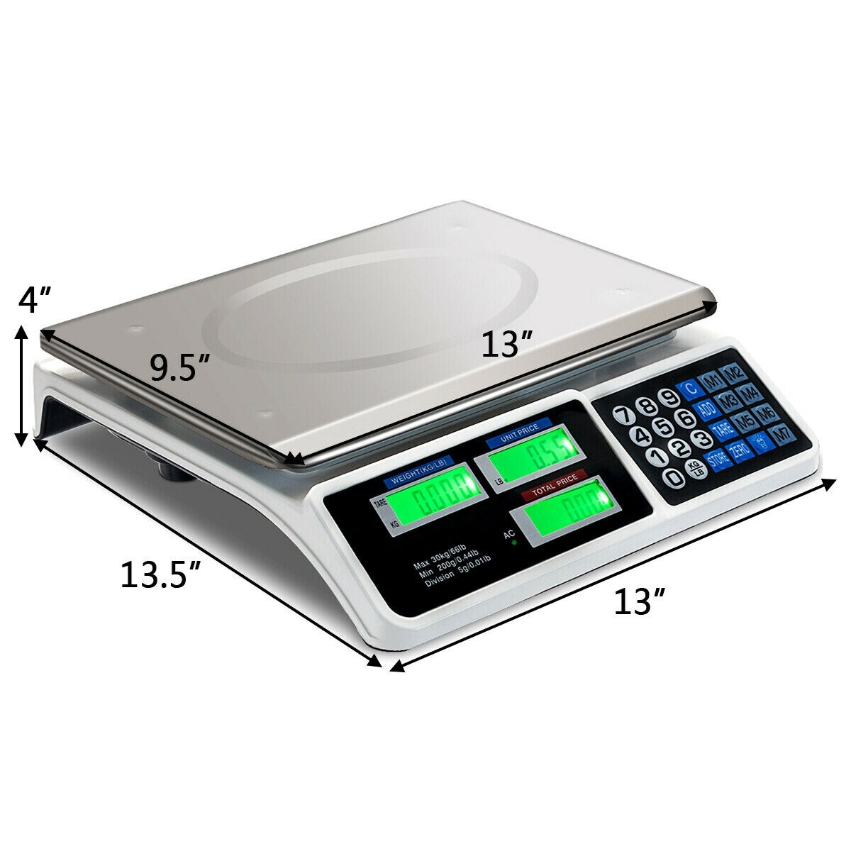Silver ABS Digital Weight Food Count Scale with 3 Power Supply Modes