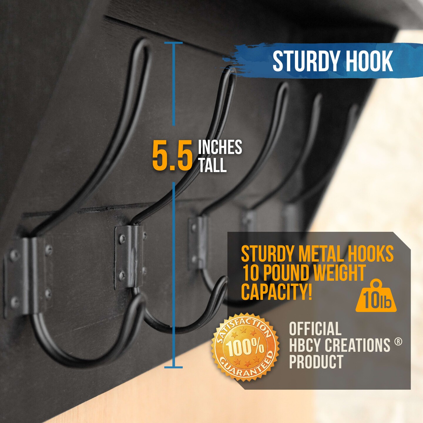 HBCY Creations Rustic Wall Mounted Coat Rack Shelf - Wooden Country Style 24" Entryway Shelf with Hooks - Solid Pine Wood - For Entryway, Kitchen, Bathroom