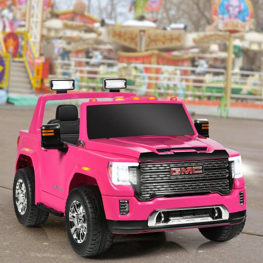 12V 2-Seater Licensed GMC Kids Ride On Truck RC Electric Car with Storage Box