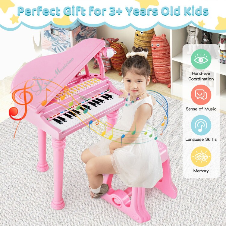 31 Keys Kids Piano Keyboard with Stool and Piano Lid