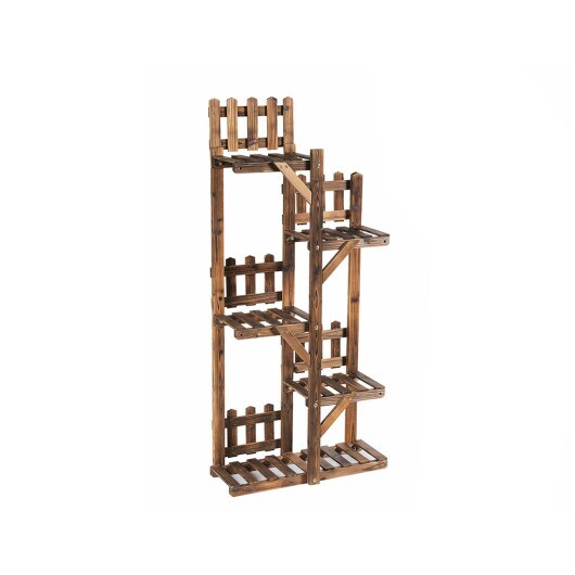 5-Tier Flower Rack Wood Plant Stand with 6 Pots Display Shelf
