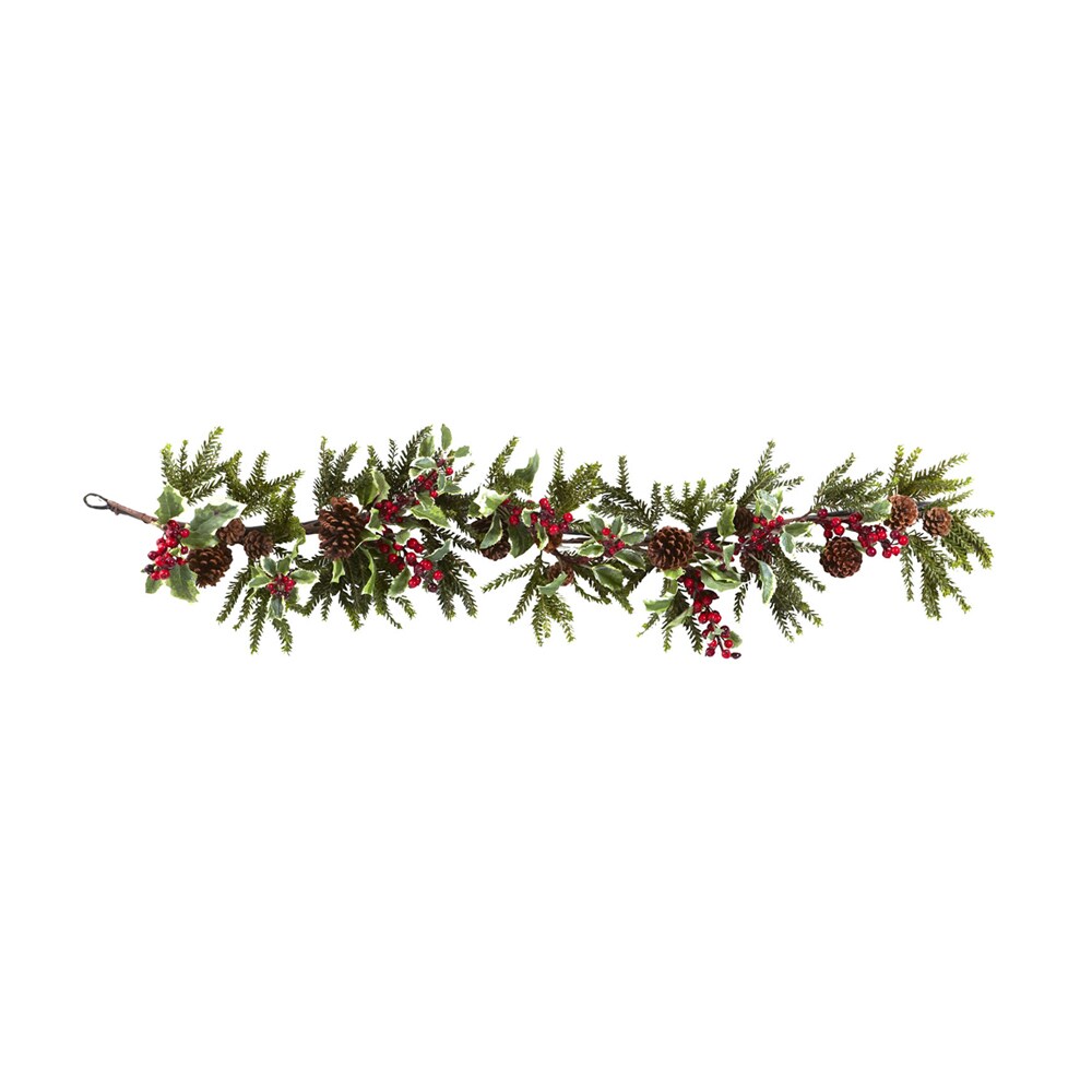 Nearly Natural 54&#x22; Holly Berry Garland