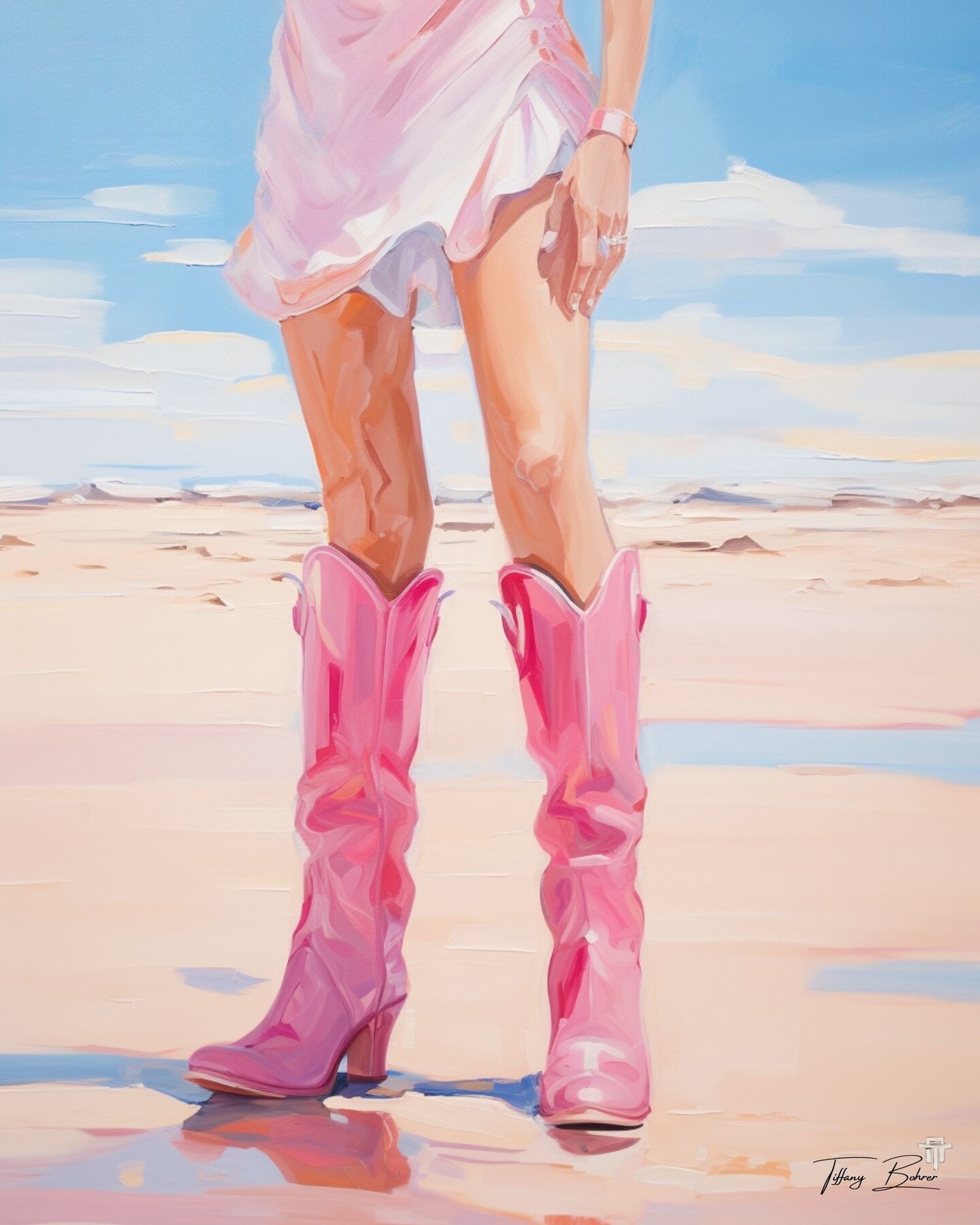 Coastal Cowgirl by Tiffany Bohrer - Archival Giclee 12x12 Canvas