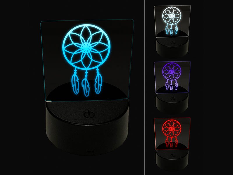 Dream Catcher 3D Illusion LED Night Light Sign Nightstand Desk Lamp